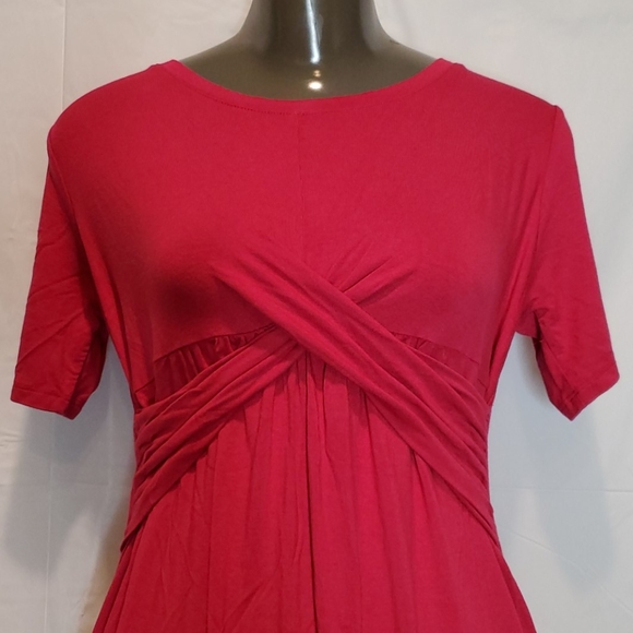 Isabel Maternity by Ingrid & Isabel Women's Rosey Pink Ruched Front Tshirt Dress - Picture 3 of 5